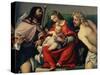 Madonna and Child Between Saints Roch and Sebastian-Lorenzo Lotto-Stretched Canvas