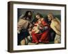 Madonna and Child Between Saints Roch and Sebastian-Lorenzo Lotto-Framed Giclee Print