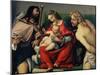 Madonna and Child Between Saints Roch and Sebastian-Lorenzo Lotto-Mounted Giclee Print