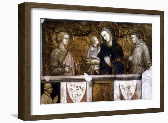 Madonna and Child Between St Francis and St John the Evangelist, C1320S-Pietro Lorenzetti-Framed Giclee Print