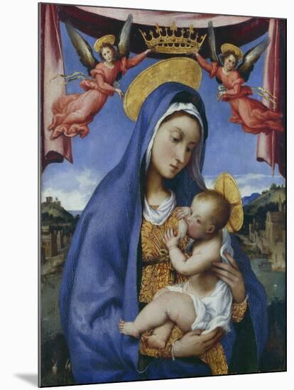 Madonna and Child Crowned by Angels, 1525-29-Lorenzo Lotto-Mounted Giclee Print