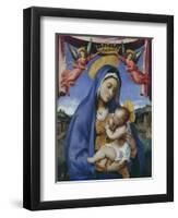 Madonna and Child Crowned by Angels, 1525-29-Lorenzo Lotto-Framed Giclee Print