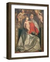 Madonna and Child Crowned by Two Angels, C.1530-Girolamo Romanino-Framed Giclee Print
