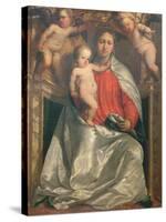 Madonna and Child Crowned by Two Angels, C.1530-Girolamo Romanino-Stretched Canvas