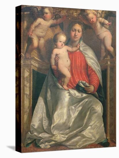 Madonna and Child Crowned by Two Angels, C.1530-Girolamo Romanino-Stretched Canvas