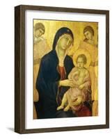 Madonna and Child, Detail from the Maesta' of Duccio Altarpiece in the Cathedral of Siena-Duccio Di buoninsegna-Framed Giclee Print