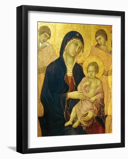 Madonna and Child, Detail from the Maesta' of Duccio Altarpiece in the Cathedral of Siena-Duccio Di buoninsegna-Framed Giclee Print