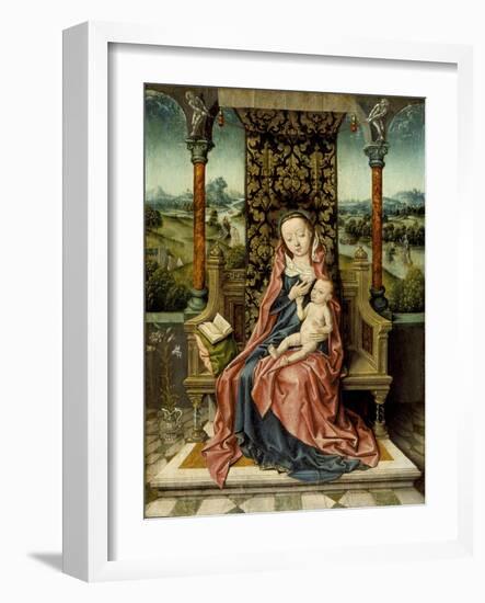 Madonna and Child Enthroned, c.1510-Albrecht Bouts-Framed Giclee Print