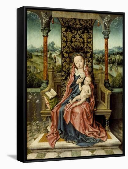 Madonna and Child Enthroned, c.1510-Albrecht Bouts-Framed Stretched Canvas