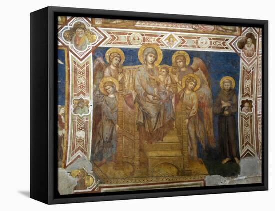 Madonna and Child Enthroned with Angels and St Francis of Assisi-Giovanni Cimabue-Framed Stretched Canvas