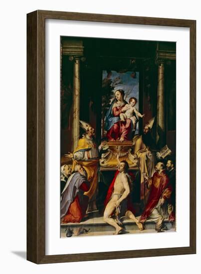 Madonna and Child Enthroned with Saint Anthony-Bartolomeo Passarotti-Framed Giclee Print