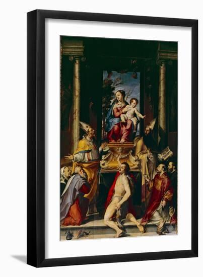 Madonna and Child Enthroned with Saint Anthony-Bartolomeo Passarotti-Framed Giclee Print