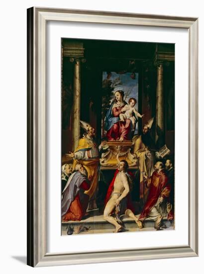 Madonna and Child Enthroned with Saint Anthony-Bartolomeo Passarotti-Framed Giclee Print