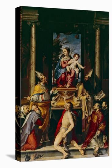 Madonna and Child Enthroned with Saint Anthony-Bartolomeo Passarotti-Stretched Canvas
