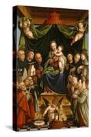 Madonna and Child Enthroned with Saints and Donors, 1552-Bernardino Lanino-Stretched Canvas