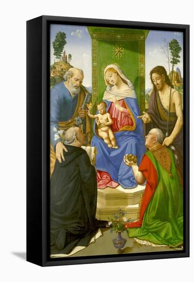 Madonna and Child Enthroned with Saints Peter-Piero di Cosimo-Framed Stretched Canvas