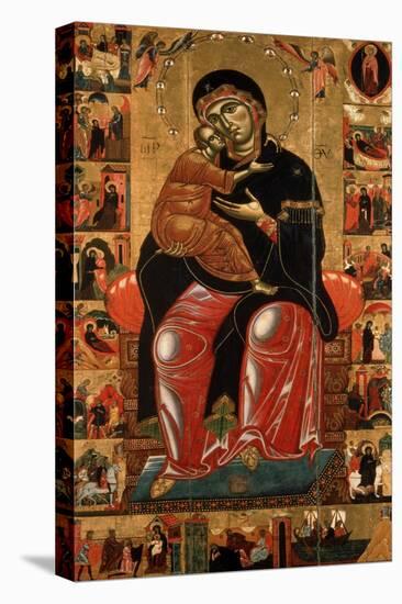 Madonna and Child Enthroned (With Seventeen Scenes from the Life of the Virgi), 13th Century-null-Stretched Canvas