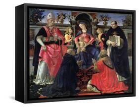 Madonna and Child Enthroned with St. Dionysius, Aeropagita, Domenic, Clement and Aquinas, c.1483-Domenico Ghirlandaio-Framed Stretched Canvas