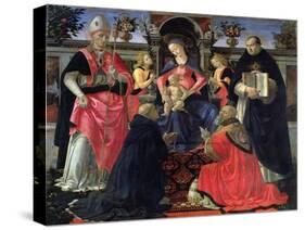 Madonna and Child Enthroned with St. Dionysius, Aeropagita, Domenic, Clement and Aquinas, c.1483-Domenico Ghirlandaio-Stretched Canvas