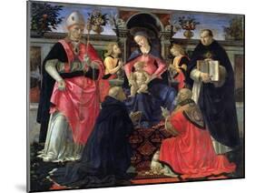 Madonna and Child Enthroned with St. Dionysius, Aeropagita, Domenic, Clement and Aquinas, c.1483-Domenico Ghirlandaio-Mounted Giclee Print
