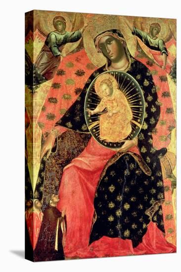 Madonna and Child Enthroned with Two Devout People-Paolo Veneziano-Stretched Canvas