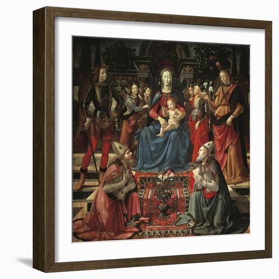 Madonna and Child Enthroned-Domenico Ghirlandaio-Framed Giclee Print