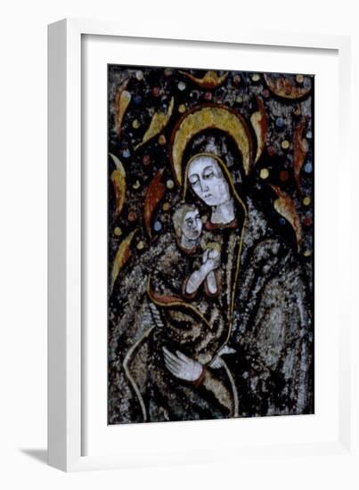 Madonna and Child, Feather Mosaic, Mexico-null-Framed Giclee Print