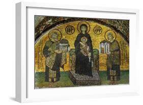 Madonna and Child, Flanked by Emperor Justinian (527-565), Left; and Constantine I (280-337)-null-Framed Giclee Print