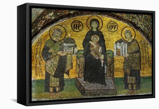 Madonna and Child, Flanked by Emperor Justinian (527-565), Left; and Constantine I (280-337)-null-Framed Stretched Canvas