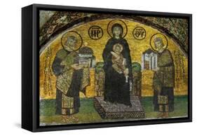 Madonna and Child, Flanked by Emperor Justinian (527-565), Left; and Constantine I (280-337)-null-Framed Stretched Canvas