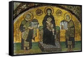 Madonna and Child, Flanked by Emperor Justinian (527-565), Left; and Constantine I (280-337)-null-Framed Stretched Canvas