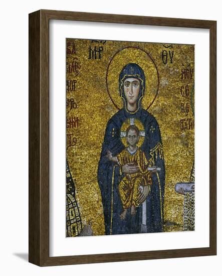 Madonna and Child, from the Votive Mosaic in the South Gallery, Byzantine, 12th Century-null-Framed Giclee Print