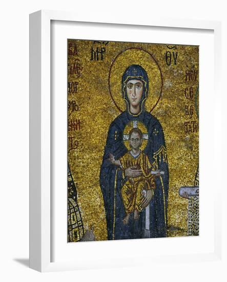 Madonna and Child, from the Votive Mosaic in the South Gallery, Byzantine, 12th Century-null-Framed Giclee Print