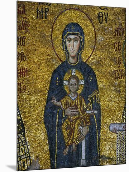 Madonna and Child, from the Votive Mosaic in the South Gallery, Byzantine, 12th Century-null-Mounted Giclee Print