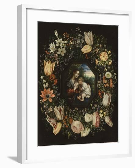 Madonna and Child in a Garland of Flowers, C.1625-Jan Brueghel and Hendrik van Balen-Framed Giclee Print