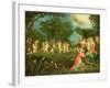 Madonna and Child in Landscape Feted by Dancing Cherubs-Frans Pourbus The Younger-Framed Giclee Print