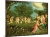 Madonna and Child in Landscape Feted by Dancing Cherubs-Frans Pourbus The Younger-Mounted Giclee Print