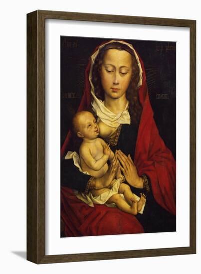 Madonna and Child, Left Panel of a Diptych, the Right Wing in the Musee Des Beaux Arts, Brussels-Rogier van der Weyden-Framed Giclee Print