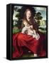 Madonna and Child (Oil on Panel)-Jan Massys or Metsys-Framed Stretched Canvas