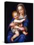 Madonna and Child (Oil on Silvered Copper)-Alessandro Allori-Stretched Canvas