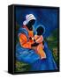 Madonna and child picking flowers-Patricia Brintle-Framed Stretched Canvas