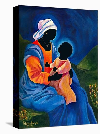 Madonna and child picking flowers-Patricia Brintle-Stretched Canvas