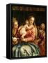 Madonna and Child, Saint and St Peter-null-Framed Stretched Canvas