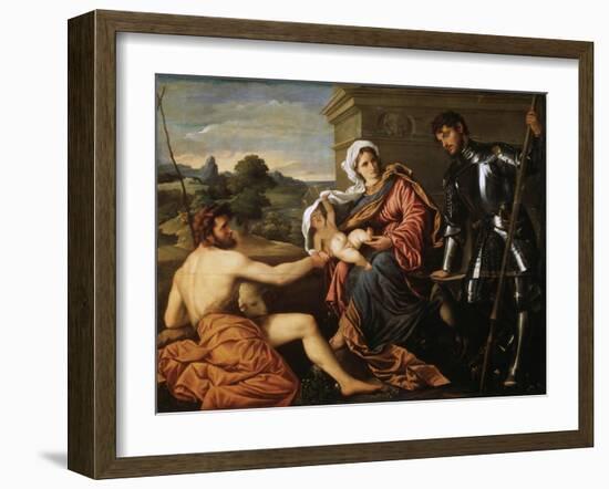 Madonna and Child, Saint John the Baptist and Saint George, Early 1530S-Paris Bordone-Framed Giclee Print