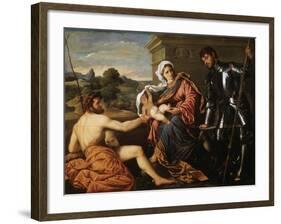 Madonna and Child, Saint John the Baptist and Saint George, Early 1530S-Paris Bordone-Framed Giclee Print