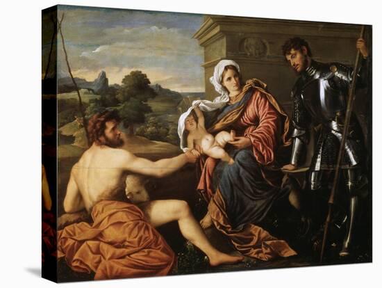 Madonna and Child, Saint John the Baptist and Saint George, Early 1530S-Paris Bordone-Stretched Canvas