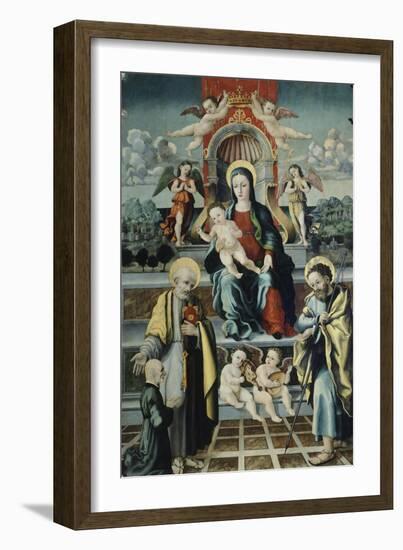 Madonna and Child, St Joseph and St Peter by Giovanni Andrea De Magistris-null-Framed Giclee Print