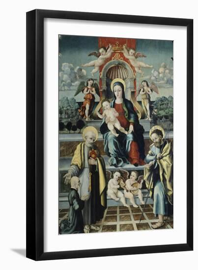 Madonna and Child, St Joseph and St Peter by Giovanni Andrea De Magistris-null-Framed Giclee Print