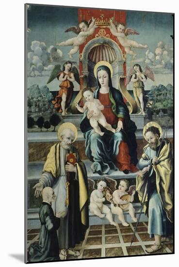 Madonna and Child, St Joseph and St Peter by Giovanni Andrea De Magistris-null-Mounted Giclee Print