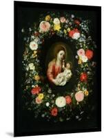 Madonna and Child Surrounded by a Garland of Flowers-Jan Brueghel the Younger-Mounted Giclee Print